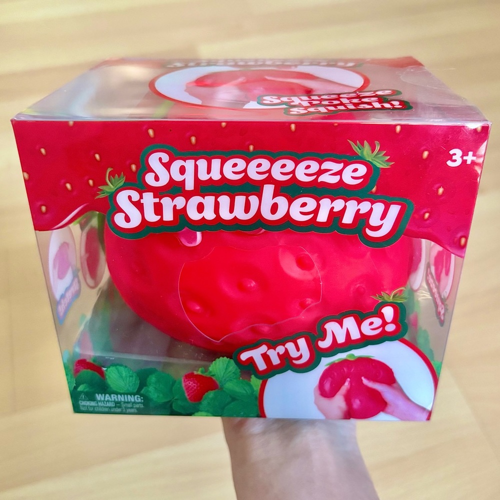 Jumbo SQUEEEZY STRAWBERRY 🍓 Squishy Sensory Fidget Toy Sunny Days NEW